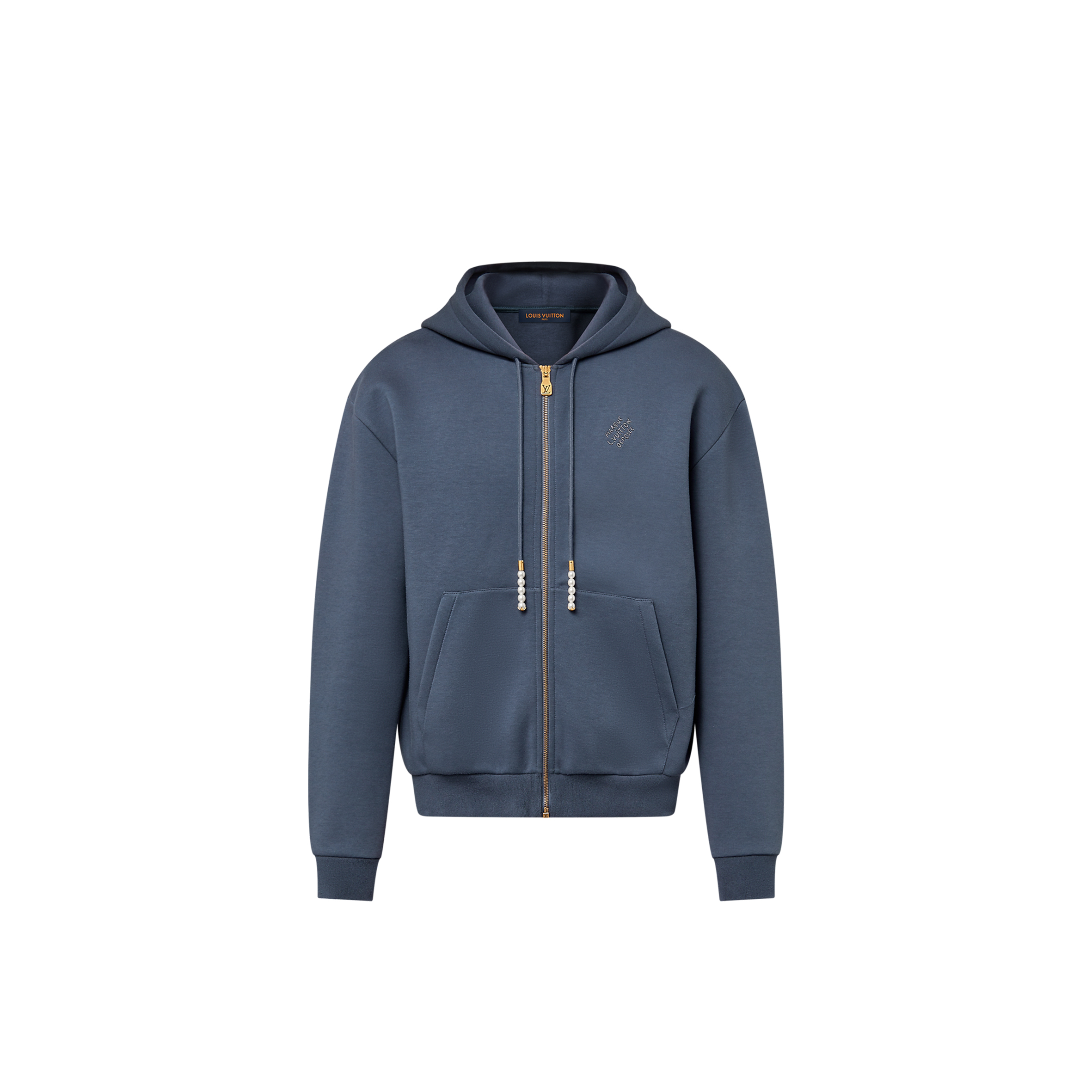 LOUIS VUITTON EMBROIDERED ZIPPED JERSEY HOODIE 1AFRB1